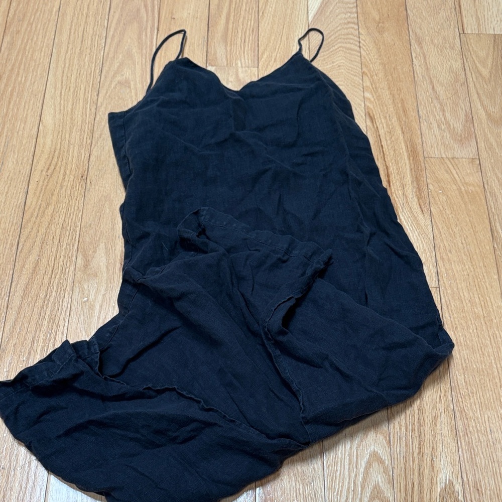 Black linen dress